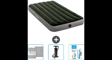 Intex Luchtbed - 1-Persoons - 99 x 191 x 25 cm - Groen - Inclusief Hoeslaken - Pomp en Reparatieset