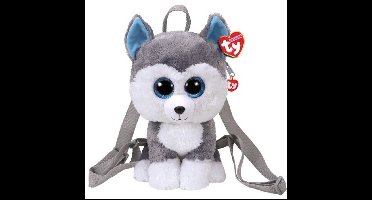 Pluche Ty Beanie grijze husky hond rugzak Slush voor kinderen - Honden huisdieren knuffel tassen - Schooltas/gymtas - Rugzakken/rugtassen voor jongens/meisjes