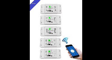 5 stuks BELIFE® Smart Switch | Wifi schakelaar | Bediening met uw smartphone | 10A |2200W