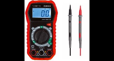 Velleman Digitale multimeter, geschikt voor het meten van AC/DC-stroom, AC/DC-spanning, weerstand, transistor, diodes en continuïteit, inclusief meetsnoeren