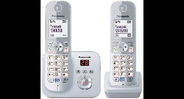 Duo DECT draadloze telefoon - 2 handsets - antwoordapparaat - zilver - 6822