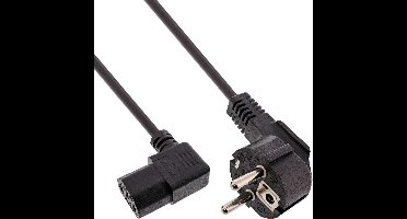 C13 (haaks/links) - CEE 7/7 (haaks) stroomkabel - 3x 0,75mm / zwart - 0,30 meter