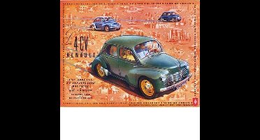 RENAULT 4CV Affiche R Metalen wandbord 30 x 40 cm .
