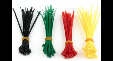 Nylon tiewraps 100 stuks 4 kleuren