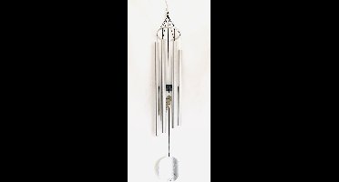 Nature's Melody Aureole Tunes silver.Muziek windgong / Windorgel met 6 mat zilver stalen buisen .Het windgonggeluid is afgestemd .92cm