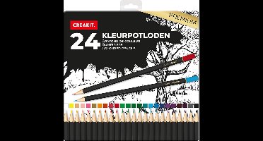 CREAKIT. Kleurpotloden in Blik – 24 Stuks – Potloden Tekenen – Potloden Kinderen en Volwassenen – Potloden Set – Hout – Meerkleurig