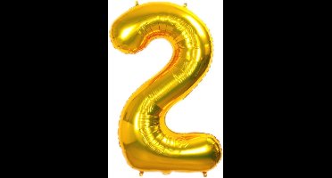Scoby - Cijferballon - Folie - 70cm - Goud - Cijfer 2