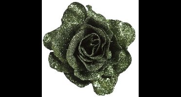 Cosy @ Home Roos Clip Glitter Groen D10cm Kunststof
