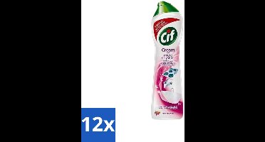 12 x Cif - Badkamer & Keuken - Schuurmiddel - Cream Pink Flower - 500ml - Cif Schuurmiddel - Schuurmiddel - Reinigingsmiddel - Vuil Verwijderen - Vet Verwijderen