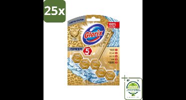 25 x Glorix - Power 5 - Toiletblok - Gold & Fresh - Limited Edition - Langdurige Frisheid - 1 Blok - Grootverpakking - Toiletblok - Toilet Schoonmaak - Langdurige Frisheid - Anti-kalk - Luxe Geur