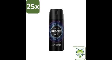 25 x Axe - Limited Edition - Deodorant Bodyspray - A.I. - 150 ml - Grootverpakking - Deodorant - Bodyspray - Axe - A.I. - Geur
