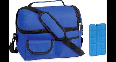 Koeltas met schouderband- 9 Liter- blauw- inclusief koelelement