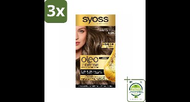 3 x SYOSS - Oleo Intense 6-54 Cappuccino Blond - Haarverf - Zonder Ammoniak - Grijsdekking - Langdurige Kleur - Grootverpakking - Permanente Haarkleur - Haarkleur - Haarkleuring - Olie-formule - Ammoniakvrij