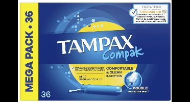 Tampax Compak Regular – Tampons met Inbrenghuls – Comfortabel & Hygiënisch – 36 stuks