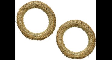 Decoratie krans van stro - Set van 6x stuks - 30 x 5 cm - DIY kransen maken - kerst deurkrans/kerstkrans - strokrans