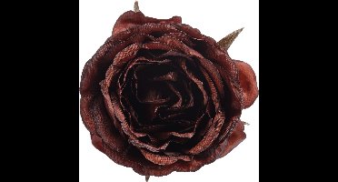 Bloem Roos met clip - Bruin - dia.9H5cm