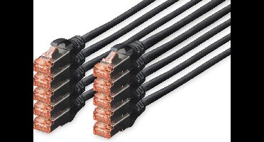 CAT6 sFTP kabel 0.25 meter Zwart - 10 stuks