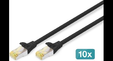 CAT6a sFTP kabel 1 meter Zwart - 10 stuks