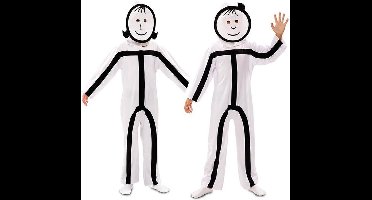 EUROCARNAVALES - Kostuum met stickman-maskers voor kinderen - 2 - 4 jaar (92/104)