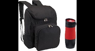 Picknicktas backpack met thermosbeker rood