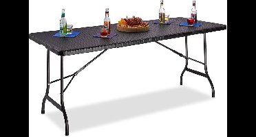 MaxxGarden Vouwtafel - Zwart - Rotanlook - 180x70x74 cm - 6 tot 8 personen