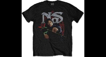 Nas - Red Rose Heren T-shirt - L - Zwart