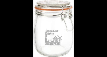 Gegraveerde Weckpot 0.75 ltr. Amsterdam