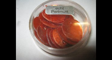 18mm Glaskralen echt Parelmoer diep-oranje 1-gats plat rond 12 stuks