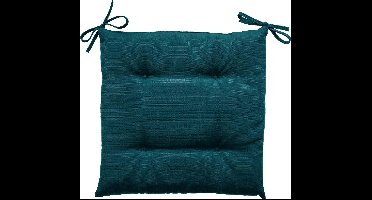 Hespéride Korai Stoelkussen met lintjes - Waterafstotend - Afneembare hoes - 4 knopen - 40x40cm - Eendblauw