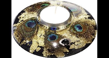 Waxine licht houder ufo xl- pauwenveer waxinelichthouder 18 cm doorsnede