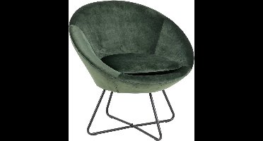 Fauteuil Cezar - bosgroen/zwart - Actona - Zitmeubelen - Groen - Velours - Zitmeubelen -