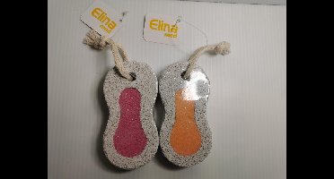 Set 2x Puimsteen  roze + oranje om eelt te verwijderen 9,5x5x2cm