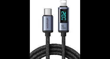 Joyroom - USB C naar Lightning Kabel - 20W Snellader - LED Display - Zwart