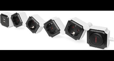 Digitus DA-70620 Stekkerdoos met schakelaar Zwart, Wit 1 stuk(s)