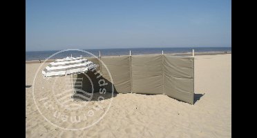 Strand Windscherm 5 meter dralon Effen Taupe met houten stokken