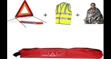 Auto 3-delige Veiligheid Auto kit  gevarendriehoek + veiligheidsvest + Isolatiedeken