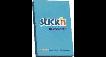Stick'n sticky notes - 76x51mm, neon blauw, 100 memoblaadjes