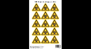 Pictogram sticker W009 - Biologisch besmettingsgevaar - Δ50mm - 15 stickers op 1 vel