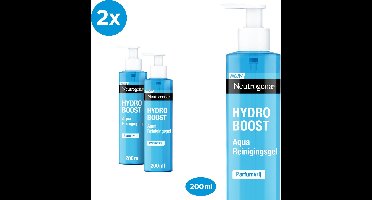 Neutrogena Hydro Boost Aqua Reinigingsgel Parfumvrij - gezichtsreiniging met Hyalonzuur en Glycerine - 2 x 200ml