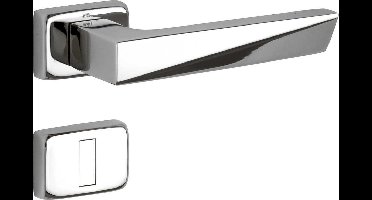 Deurkruk op rozet - Chroom gepolijst - Messing - M&T - M&T Krukgarnituur BB Mini V, glans chroom