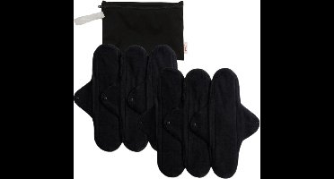 ImseVimse wasbaar maandverband Nacht-/kraamverband met Wetbag - zwart - 6 stuks