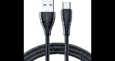 Joyroom USB-A naar USB-C Oplaadkabel - 2m - 3A Snellader - Nylon Gevlochten - Zwart