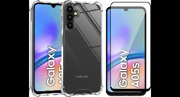 Hoesje geschikt voor Samsung Galaxy A05s - Screenprotector Volledig Dekkend Glas - Shockproof Transparant