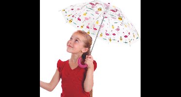 Kinderparaplu -  flamingo's - opent automatisch - paraplu voor kinderen - Kerstcadeau Sinterklaas schoencadeautje