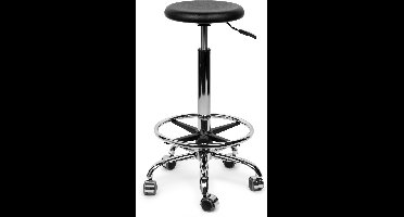 Ergonomische Werkkruk Zwart op Wielen Laag (40-57cm) / Zonder voetsteun / Standaard wielen