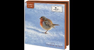 Wenskaartenset Vogelbescherming - roodborstjes in de sneeuw