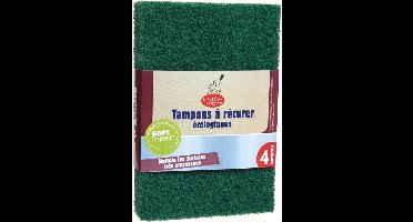 Schuursponsjes gemaakt van 100% plastic flessen 4 eenheden|Scouring pads made from 100% plastic bottles 4 units|Tampons à récurer fabriqués à 100% à partir de bouteilles plastiques 4 unités