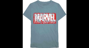 Marvel Marvel - Distressed Dripping Logo Heren T-shirt - S - Blauw
