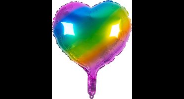 Boland - Folieballon Hart regenboog - Multi - Hartjes ballon