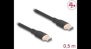 Delock USB 2.0 Cable USB Type-C™ male to male PD 3.0 60 W 0.5 m black Silicone